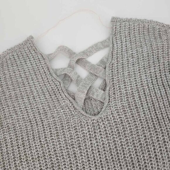 Mossimo Supply Co.Women's V- Neck Criss-Cross Back Pullover Sweater Gray Sz M - Picture 8 of 11